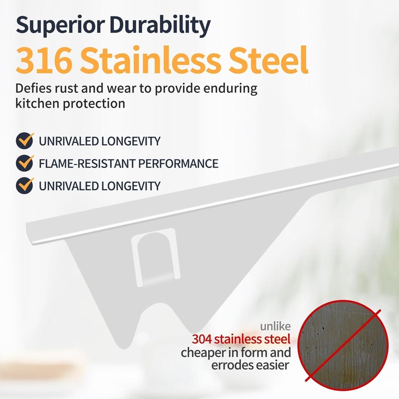 ALMCALS Upgrade 316 Stainless Steel Stove Gap Covers, 2 Pack Stove Gap Filler Stove Gap Guards Range Trim Kit Heat Resistant Oven Gap Filler Between Stovetop and Counter - Image 5